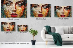 Mosaic Woman Art Print, Modern Woman Wall Art, Woman Painting Canvas, Modern Art