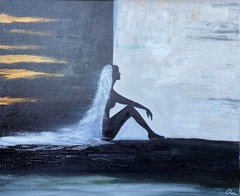 Original Oil Painting – Silhouette at Dawn | Hand-Painted on Canvas | 16×20 Inch