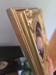 KPM Hand Painted Porcelain Portrait plaque“Erbluht“ Signed Wagner Gilt Framed