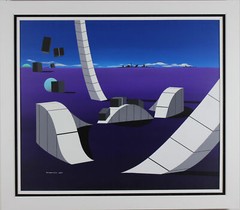 „Keyboard Thru a Purple Land“ by Stan Solomon – Elegantly Framed Original