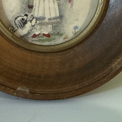 Marianna Marian Foster Curtis Mini Paintings Girl Boy Framed Art Round Wood 5”