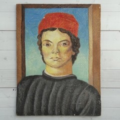 Vintage Portrait of a Young Man With Red Cap After Sandro Botticelli Page Darrow
