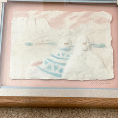 VTG Southwest Theme Original Paper Art Matted & Framed Signed Priscilla 11 x 9