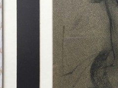 Modernist 1970s Original Susan Amster NYC Minimalist Charcoal Portrait Painting