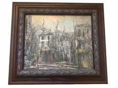 Vintage Paris Street View Painting Impressionism Colorful Art Signed Framed