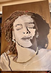 Striking Acrylic Portrait Painting – Modern Expressionism with Gold Highlights