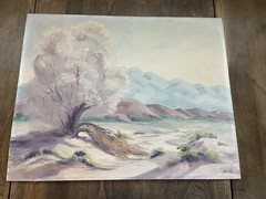 Vintage 1964 Oil Painting on Canvas Panel 16×20 California Palm Desert Signed