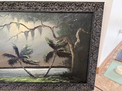 Alfred Hair *ORIGINAL* Florida Highwaymen Painting 24 x 47 Full Regalia at Night