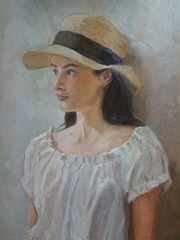 Girl with a hat (original oil painting)