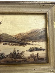 Vintage Lot of 2 Minature Desert Landscape Oil Paintings Both are Signed