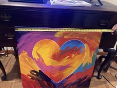Vintage Large John Stango Oil On Canvas Heart Painting Signed