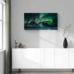 Northern Lights Landscape Painting Picture Wall Art, Home Decor Canvas Iceland