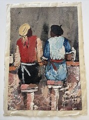 Peter Sibek Painting South Africa Modernist Impressionist Vendor Portrait Listed
