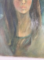 Vintage Original Oil Painting Female Portrait -1970’s California -Signed
