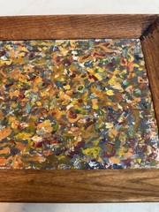 beautiful abstract painting colorful framed monk’s dream salmieiri