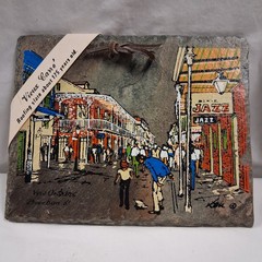 Vieux Carre‘ New Orleans Bourbon Street Hand Painted Roofing Slate Tile Jazz