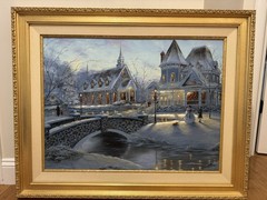 Robert Finale Hand-signed Ltd Ed. Embellished Giclee Canvas:“Home for Christmas“