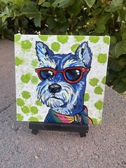 Original 4×4″ Acrylic Painting on Canvas Board „Paws & Chic“
