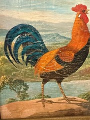 A. EMIL PRINZ (American, born 1856) Roosters Painting Landscape On Board Signed
