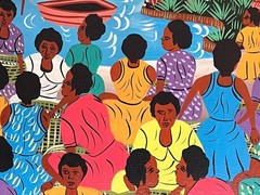 Oil Painting Portrait Haiti Haitian Ethnic Folk Art Portrait Marketplace Village