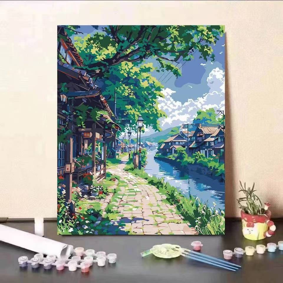 Country road natural beauty oil painting