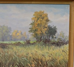Signed Oil Painting Heinz Roder Landscape With Meadow – Framed, OOAK