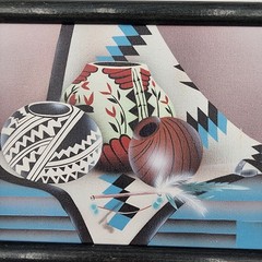 Woodville Southwest Pottery Oil Painting 12×9 Native American Still Life