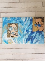 Original Acrylic Abstract Painting Pop Art signed Canvas