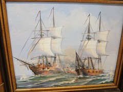 Signed J Harvey Original Oil Painting Sailing Ship Seascape Framed Vintage