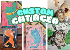 This listing is for a custom, original CAT ACEO art piece All By BurgerandBrush