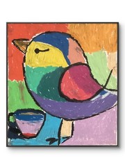 Abstract Colorful Coffee Doodle Rainbow Big Bird Original Art 11×14 on Paper