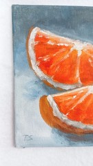 Orange Slices ORIGINAL Oil Painting Still Life Fruit Small Art 4″x4″