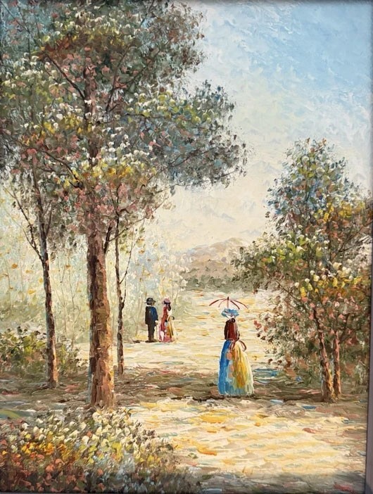 Lady With Umbrella Walking Hand-PaintedOil Painting Canvas Wall Art MQ1565