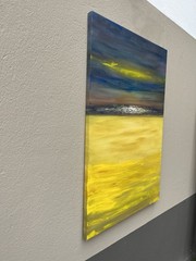 Canola Field, Seaside2 120×80 Abstract Landscape Pasty Original Oil Painting Blue Yellow