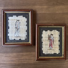 2 Vintage Papyrus Original Paintings By Carolina De Santis Vita, Greek Mythology