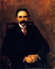 Oil painting Douglas-Hyde-John-Butler-Yeats-man portrait seated free shipping