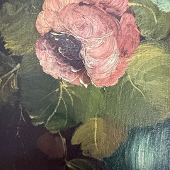 Vintage Vito Ruggeri Signed Oil Painting Floral Still Life Ornate Gold Frame 21″