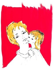 „Lanvin Paris Mother & Daughter c1950’s Original Advertising Watercolor Artwork“