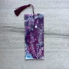 Large Bookmark Acrylic & Ink Painting Flowers By Kenna 9 X 22cm Tassel