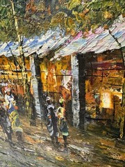 Original Oil Painting French Street Scene Signed W. Matthews