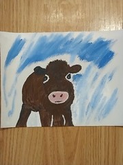 G.A.Titan Acrylic Painting IMPRESSIONISM Cow Farm Animals Whimsical Artwork