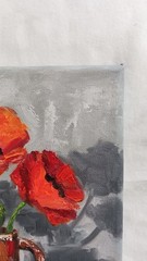 Poppy Flowers ORIGINAL Oil Painting Flowers in Vintage Mug Fine Art 8″x8″