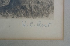 Antique 1895 HC Rost Water Mill Country River Landscape Etching 31″