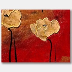 Gold Poppies 8 x 8 inch original painting on canvas by artist Monica Fallini