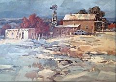 Listed NM Artist Don Brackett Original Watercolor Painting Adobe w Windmill