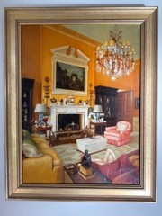 Oil Painting of Interior Scene – Drawing Room – Signed