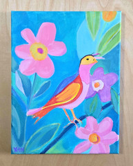 8×10 Bird Art Contemporary Acrylic Minimalism Xtn Original Canvas Painting