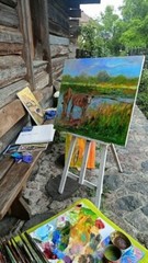 House Hills Landscape Original Pastel Painting Margaret Raven
