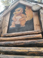 large Charmander stained acrylic painting on plywood