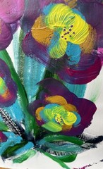 Original Art „Purple Flowers“ 9×12 Canvas Expressionism Abstract Design Home Art